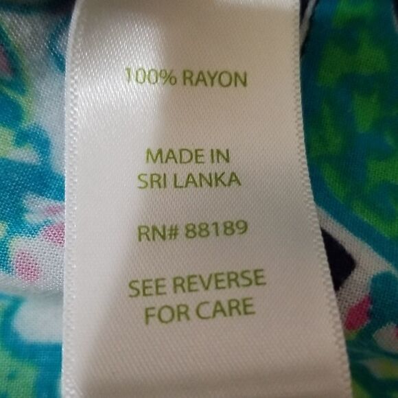 Lilly Pulizer Green Floral Print Top Sz Xsmall - Picture 8 of 8